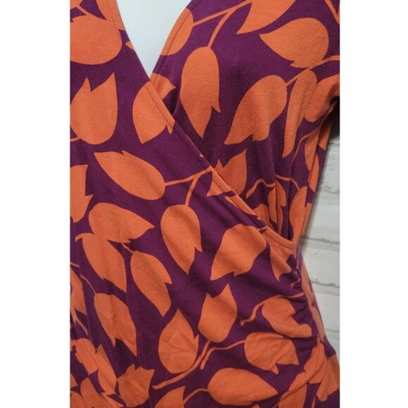 Boden Purple Orange Floral Faux Wrap Blouse Womens 6 - Picture 3 of 4